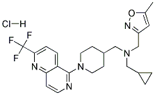 1-CYCLOPROPYL-N-[(5-METHYLISOXAZOL-3-YL)METHYL]-N-((1-[2-(TRIFLUOROMETHYL)-1,6-NAPHTHYRIDIN-5-YL]PIPERIDIN-4-YL)METHYL)METHANAMINE HYDROCHLORIDE Struktur