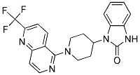 1-(1-[2-(TRIFLUOROMETHYL)-1,6-NAPHTHYRIDIN-5-YL]PIPERIDIN-4-YL)-1,3-DIHYDRO-2H-BENZIMIDAZOL-2-ONE Struktur