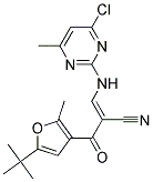 2-{[5-(TERT-BUTYL)-2-METHYL-3-FURYL]CARBONYL}-3-[(4-CHLORO-6-METHYLPYRIMIDI N-2-YL)AMINO]ACRYLONITRILE Struktur