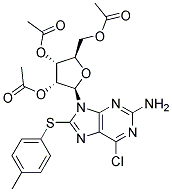 2-AMINO-6-CHLORO-[(4-METHYLPHENYL)THIO]-9-(2',3',5'-TRI-O-ACETYL-B-D-RIBOFURANOSYL)PURINE Struktur