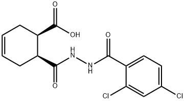 (1R,6S)-6-([2-(2,4-DICHLOROBENZOYL)HYDRAZINO]CARBONYL)-3-CYCLOHEXENE-1-CARBOXYLIC ACID Struktur