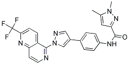 1,5-DIMETHYL-N-(4-(1-[2-(TRIFLUOROMETHYL)-1,6-NAPHTHYRIDIN-5-YL]-1H-PYRAZOL-4-YL)PHENYL)-1H-PYRAZOLE-3-CARBOXAMIDE Struktur