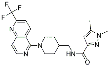 1,5-DIMETHYL-N-((1-[2-(TRIFLUOROMETHYL)-1,6-NAPHTHYRIDIN-5-YL]PIPERIDIN-4-YL)METHYL)-1H-PYRAZOLE-3-CARBOXAMIDE Struktur