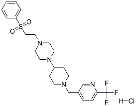 1-[2-(PHENYLSULFONYL)ETHYL]-4-(1-([6-(TRIFLUOROMETHYL)PYRIDIN-3-YL]METHYL)PIPERIDIN-4-YL)PIPERAZINE HYDROCHLORIDE Struktur