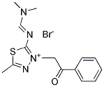 2-{[(dimethylamino)methylidene]amino}-5-methyl-3-(2-oxo-2-phenylethyl)-1,3,4-thiadiazol-3-ium bromide Struktur