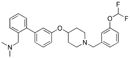 1-[3'-((1-[3-(DIFLUOROMETHOXY)BENZYL]PIPERIDIN-4-YL)OXY)BIPHENYL-2-YL]-N,N-DIMETHYLMETHANAMINE Struktur