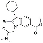 2-BROMO-3-CYCLOHEXYL-1-DIMETHYLCARBAMOYLMETHYL-1H-INDOLE-6-CARBOXYLIC ACID METHYL ESTER Struktur