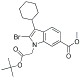 2-BROMO-1-TERT-BUTOXYCARBONYLMETHYL-3-CYCLOHEXYL-1H-INDOLE-6-CARBOXYLIC ACID METHYL ESTER Struktur