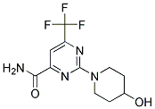 2-(4-Hydroxypiperidin-1-yl)-6-(trifluoromethyl)pyrimidine-4-carboxamide Struktur