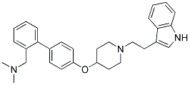 1-[4'-((1-[2-(1H-INDOL-3-YL)ETHYL]PIPERIDIN-4-YL)OXY)BIPHENYL-2-YL]-N,N-DIMETHYLMETHANAMINE Struktur