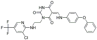 1-(2-((3-Chloro-5-(trifluoromethyl)-2-pyridinyl)amino)ethyl)-5-((4-phenoxyanilino)methylene)-2,4,6(1H,3H,5H)-pyrimidinetrione Struktur