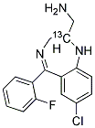 2-AMINOMETHYL-7-CHLORO-2,3-DIHYDRO-5-(2-FLUOROPHENYL)-1H-1,4-BENZODIAZEPINE-13C1 Struktur