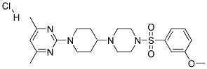 2-(4-(4-[(3-METHOXYPHENYL)SULFONYL]PIPERAZIN-1-YL)PIPERIDIN-1-YL)-4,6-DIMETHYLPYRIMIDINE HYDROCHLORIDE Struktur