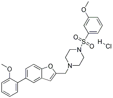 1-([5-(2-METHOXYPHENYL)-1-BENZOFURAN-2-YL]METHYL)-4-[(3-METHOXYPHENYL)SULFONYL]PIPERAZINE HYDROCHLORIDE Struktur