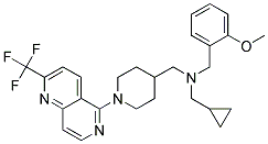 1-CYCLOPROPYL-N-(2-METHOXYBENZYL)-N-((1-[2-(TRIFLUOROMETHYL)-1,6-NAPHTHYRIDIN-5-YL]PIPERIDIN-4-YL)METHYL)METHANAMINE Struktur