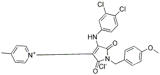 1-[4-(3,4-dichloroanilino)-1-(4-methoxybenzyl)-2,5-dioxo-2,5-dihydro-1H-pyrrol-3-yl]-4-methylpyridinium chloride Struktur