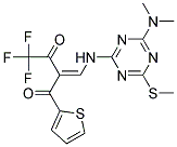 2-({[4-(dimethylamino)-6-(methylthio)-1,3,5-triazin-2-yl]amino}methylidene)-4,4,4-trifluoro-1-(2-thienyl)butane-1,3-dione Struktur