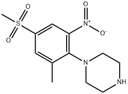 1-[(2-Methyl-4-methylsulfonyl-6-nitro)phenyl]piperazine Struktur