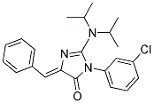 2-DI(ISO-PROPYL)AMINO-3-(3-CHLOROPHENYL)-5-PHENYLMETHYLENE-4H-IMIDAZOL-4-ONE Struktur