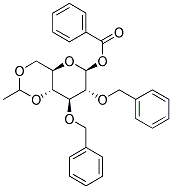 1-O-BENZOYL-2,3-DI-O-BENZYL-4,6-O-ETHYLIDENE-BETA-D-GLUCOPYRANOSE Struktur