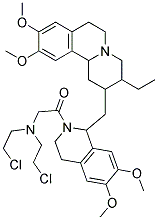 2-[di(2-chloroethyl)amino]-1-{1-[(3-ethyl-9,10-dimethoxy-1,3,4,6,7,11b-hexa hydro-2H-pyrido[2,1-a]isoquinolin-2-yl)methyl]-6,7-dimethoxy-1,2,3,4-tetrah ydroisoquinolin-2-yl}ethan-1-one Struktur