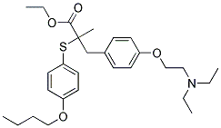 2-(4-BUTOXY-PHENYLSULFANYL)-3-[4-(2-DIETHYLAMINO-ETHOXY)-PHENYL]-2-METHYL-PROPIONIC ACID ETHYL ESTER Struktur