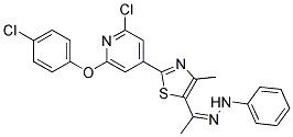 1-{2-[2-chloro-6-(4-chlorophenoxy)-4-pyridyl]-4-methyl-1,3-thiazol-5-yl}ethan-1-one 1-phenylhydrazone Struktur