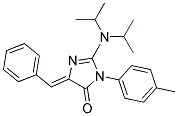 2-DI(ISO-PROPYL)AMINO-3-(4-METHYLPHENYL)-5-PHENYLMETHYLENE-4H-IMIDAZOL-4-ONE Struktur