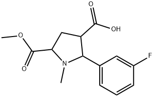 2-(3-FLUOROPHENYL)-5-(METHOXYCARBONYL)-1-METHYL-3-PYRROLIDINECARBOXYLIC ACID Struktur