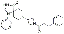 1-PHENYL-8-[1-(3-PHENYLPROPANOYL)AZETIDIN-3-YL]-1,3,8-TRIAZASPIRO[4.5]DECAN-4-ONE Struktur