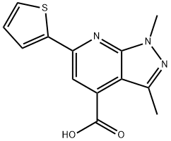 1,3-DIMETHYL-6-THIOPHEN-2-YL-1H-PYRAZOLO[3,4-B]PYRIDINE-4-CARBOXYLIC ACID Struktur