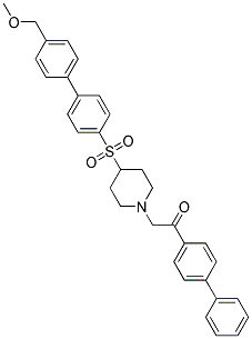 1-BIPHENYL-4-YL-2-(4-([4'-(METHOXYMETHYL)BIPHENYL-4-YL]SULFONYL)PIPERIDIN-1-YL)ETHANONE Struktur