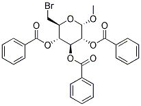 METHYL-2,3,4-TRI-O-BENZOYL-6-BROMO-6-DEOXY-ALPHA-D-GLUCOPYRANOSIDE Struktur