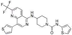 N-2-THIENYL-4-([8-(3-THIENYL)-2-(TRIFLUOROMETHYL)-1,6-NAPHTHYRIDIN-5-YL]AMINO)PIPERIDINE-1-CARBOXAMIDE Struktur