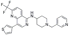 N-[1-(PYRIDIN-3-YLMETHYL)PIPERIDIN-4-YL]-8-(3-THIENYL)-2-(TRIFLUOROMETHYL)-1,6-NAPHTHYRIDIN-5-AMINE Struktur