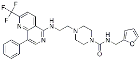 N-(2-FURYLMETHYL)-4-(2-([8-PHENYL-2-(TRIFLUOROMETHYL)-1,6-NAPHTHYRIDIN-5-YL]AMINO)ETHYL)PIPERAZINE-1-CARBOXAMIDE Struktur