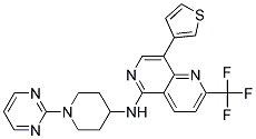 N-(1-PYRIMIDIN-2-YLPIPERIDIN-4-YL)-8-(3-THIENYL)-2-(TRIFLUOROMETHYL)-1,6-NAPHTHYRIDIN-5-AMINE Struktur