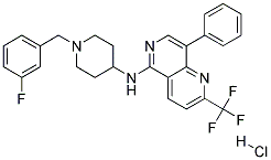 N-[1-(3-FLUOROBENZYL)PIPERIDIN-4-YL]-8-PHENYL-2-(TRIFLUOROMETHYL)-1,6-NAPHTHYRIDIN-5-AMINE HYDROCHLORIDE