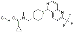 N-METHYL-N-((1-[2-(TRIFLUOROMETHYL)-1,6-NAPHTHYRIDIN-5-YL]PIPERIDIN-4-YL)METHYL)CYCLOPROPANECARBOXAMIDE HYDROCHLORIDE Struktur