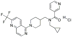 N-(CYCLOPROPYLMETHYL)-N-((1-[2-(TRIFLUOROMETHYL)-1,6-NAPHTHYRIDIN-5-YL]PIPERIDIN-4-YL)METHYL)NICOTINAMIDE HYDROCHLORIDE Struktur