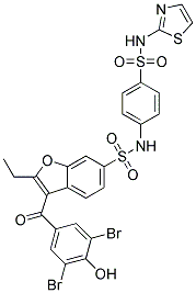 3-(3,5-DIBROMO-4-HYDROXY-BENZOYL)-2-ETHYL-BENZOFURAN-6-SULFONICACID-(4-(THIAZOL-2-YLSULFAMYL)-PHENYL)-AMIDE Struktur