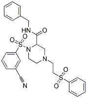 N-BENZYL-1-[(3-CYANOPHENYL)SULFONYL]-4-[2-(PHENYLSULFONYL)ETHYL]PIPERAZINE-2-CARBOXAMIDE Struktur