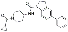 N-[1-(CYCLOPROPYLCARBONYL)PIPERIDIN-4-YL]-5-PHENYLINDOLINE-1-CARBOXAMIDE Struktur