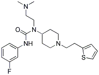 N-[2-(DIMETHYLAMINO)ETHYL]-N'-(3-FLUOROPHENYL)-N-(1-[2-(2-THIENYL)ETHYL]PIPERIDIN-4-YL)UREA Struktur