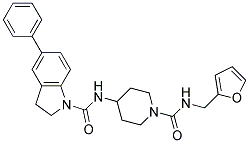 N-(1-([(2-FURYLMETHYL)AMINO]CARBONYL)PIPERIDIN-4-YL)-5-PHENYLINDOLINE-1-CARBOXAMIDE Struktur