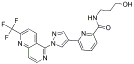 N-(3-HYDROXYPROPYL)-6-(1-[2-(TRIFLUOROMETHYL)-1,6-NAPHTHYRIDIN-5-YL]-1H-PYRAZOL-4-YL)PYRIDINE-2-CARBOXAMIDE Struktur