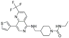 N-ETHYL-4-(([8-(3-THIENYL)-2-(TRIFLUOROMETHYL)-1,6-NAPHTHYRIDIN-5-YL]AMINO)METHYL)PIPERIDINE-1-CARBOXAMIDE Struktur