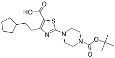 2-(N-BOC)PIPERAZINE-4-CYCLOPENTYLETHYL-THIAZOLE-5-CARBOXYLIC ACID Struktur