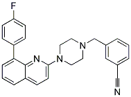 3-((4-[8-(4-FLUOROPHENYL)QUINOLIN-2-YL]PIPERAZIN-1-YL)METHYL)BENZONITRILE Struktur