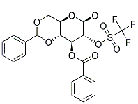 METHYL-3-O-BENZOYL-4,6-O-BENZYLIDENE-2-O-TRIFLUORMETHANSULFONYL-BETA-D-GLUCOPYRANOSIDE Struktur